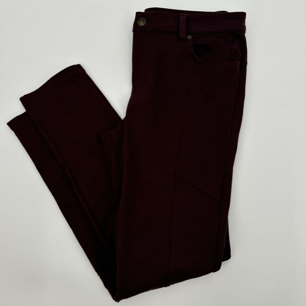 Free People Pants Womens 30 Burgundy Skinny Stretch High Rise Casual‎ Pockets